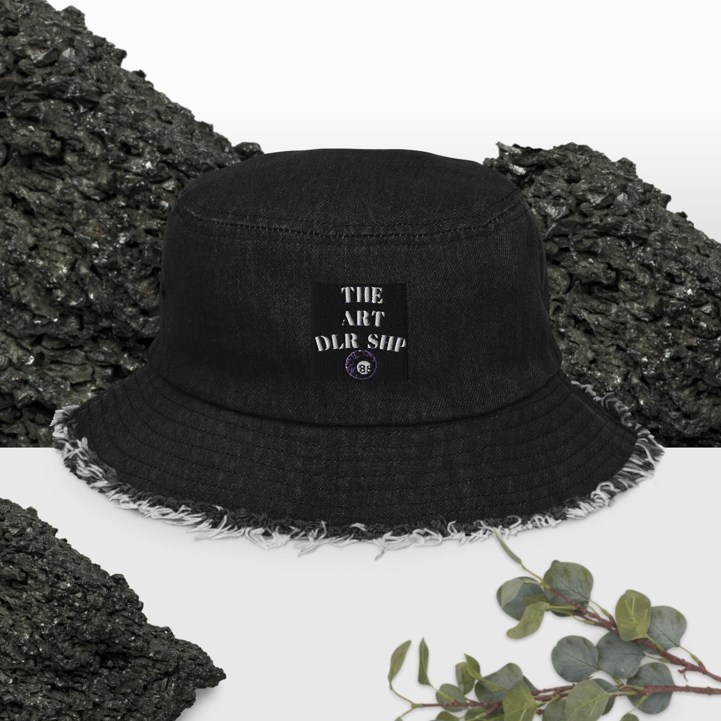 "THE ART DLR-SHP" Distressed denim bucket hat