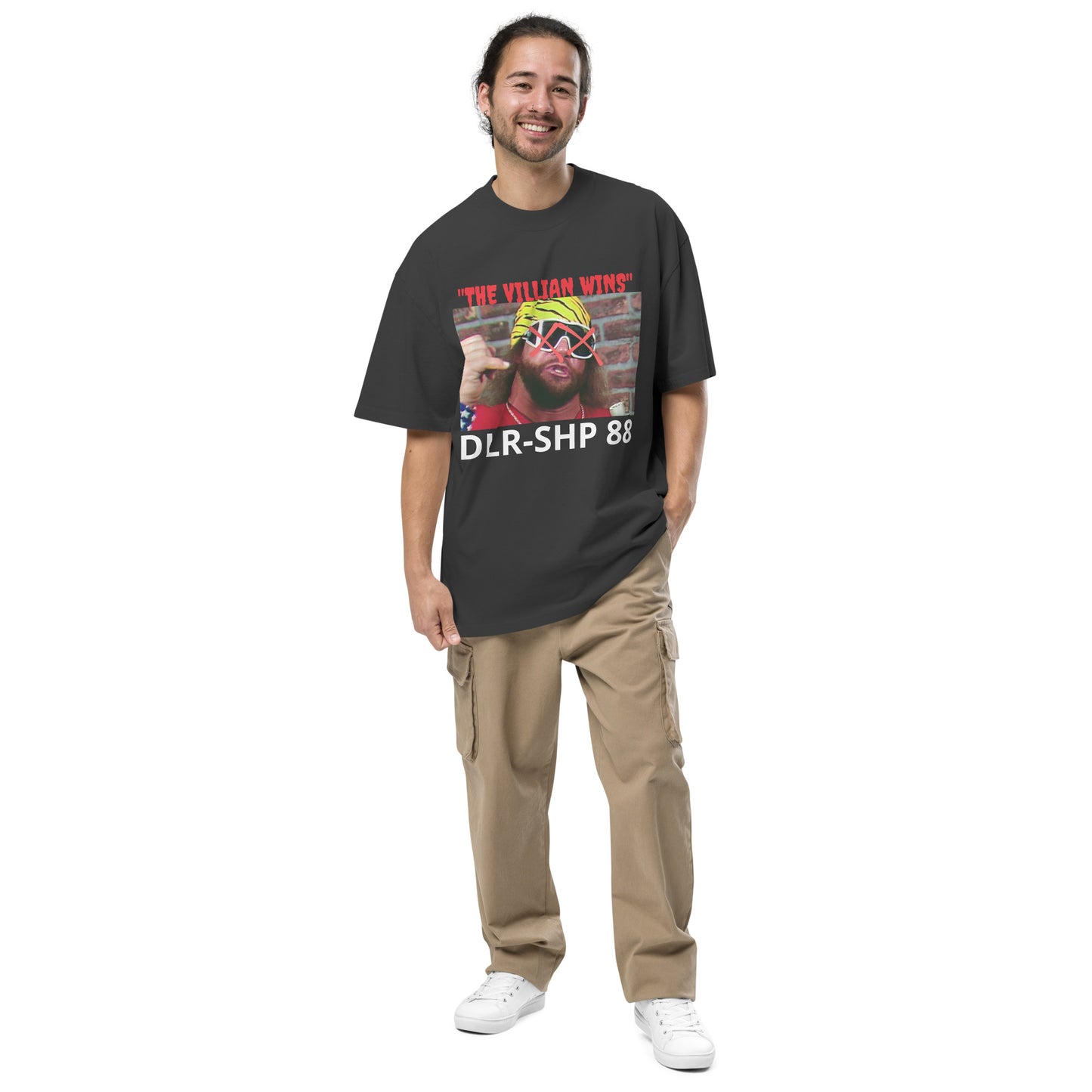 "THE VILLIAN WINS" Oversized faded t-shirt